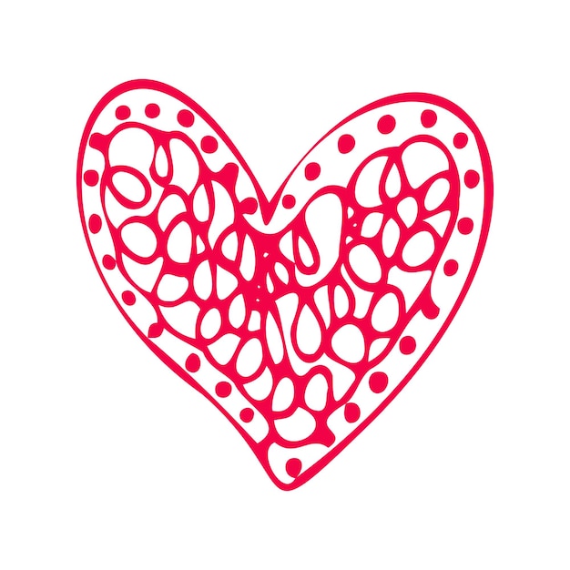 Semplice cuore rosso doodle vettoriale Illustrazione astratta per il design Elemento per la creazione di modelli cartoline sublimazioni decor San Valentino amore matrimonio relazione