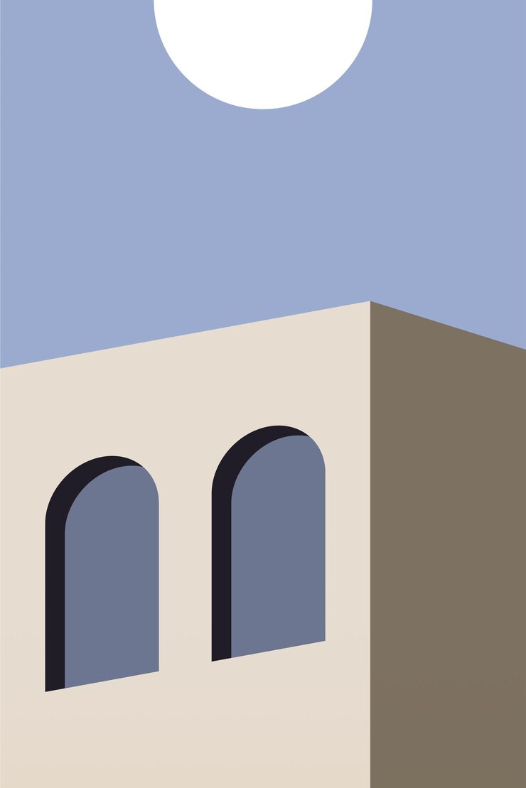 Semplice edificio minimalista Wall Art Decorazione Architettura Illustrazione Sfondo Architettura Edificio Wall Art Poster