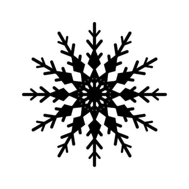 Semplice fiocco di neve di linee nere decorazione festiva per capodanno e natale