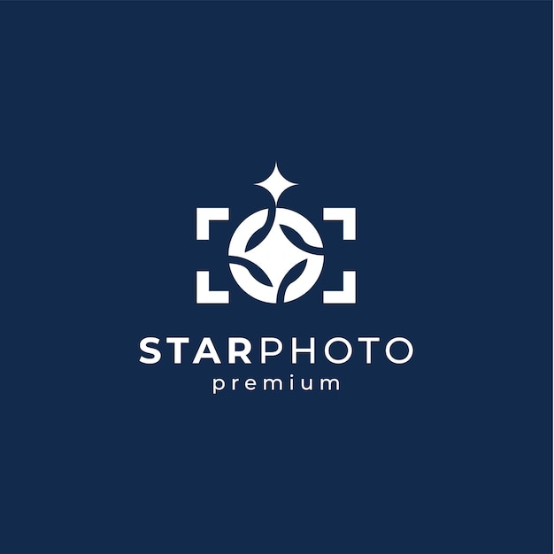 semplice fotocamera e stella con stile vintage per la fotografia logo design