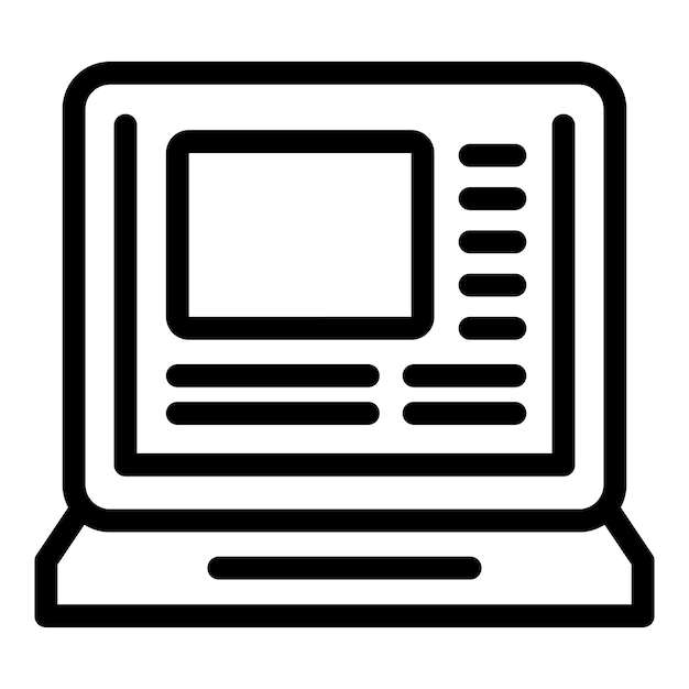 Semplice icona di un portatile che mostra un programma di progettazione dell'interfaccia utente