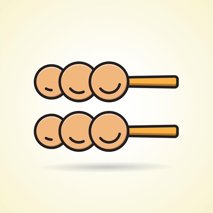 Semplice icona piatta immagine di polpette satay come un'icona alimentare popolare