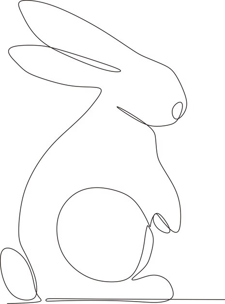semplice illustrazione di coniglio carino a linea continua