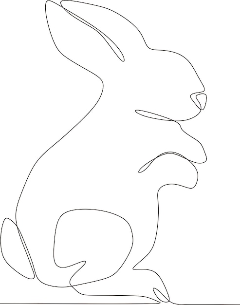 semplice illustrazione di coniglio carino a linea continua