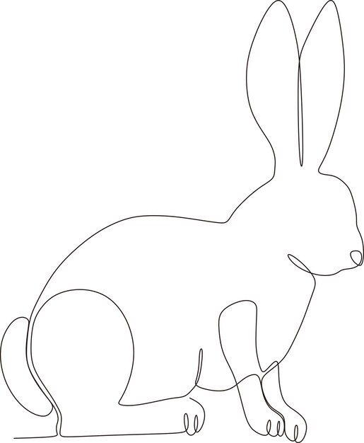semplice illustrazione di coniglio carino a linea continua