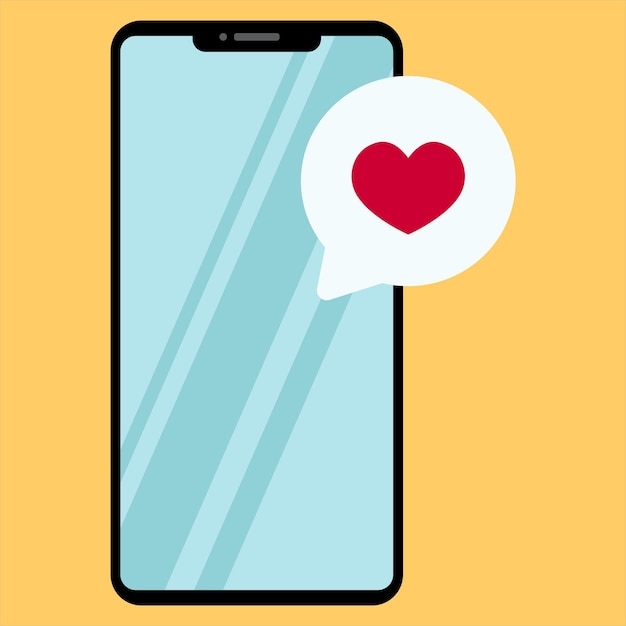 Semplice illustrazione piatta dello smartphone Messaggio d'amore Illustrazione vettoriale