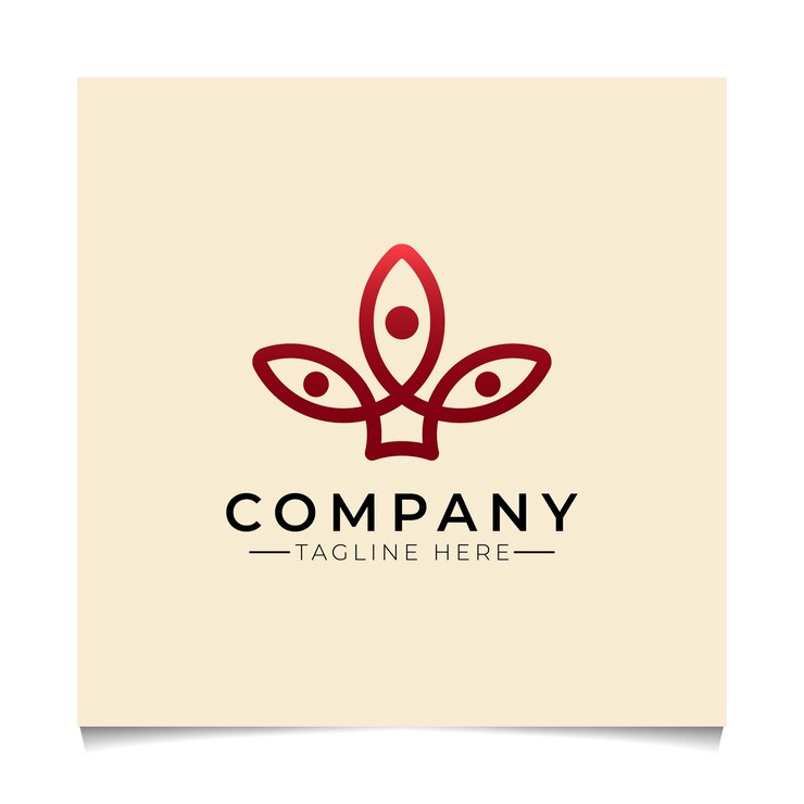 Semplice logo a forma di corona marrone a tre foglie