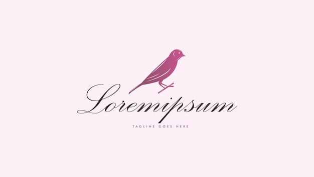 Semplice logo dell'uccello con il classico colore rosa