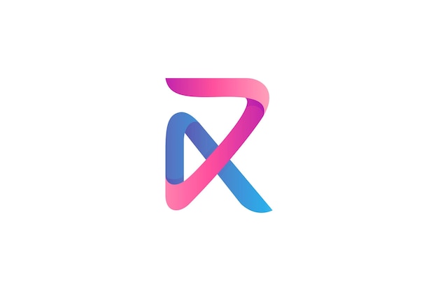 Semplice logo lettera R maiuscola con design monogramma in sfumatura di colore