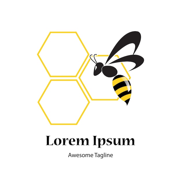 semplice logo vettoriale di icona gratuita dell'ape mellifera gialla