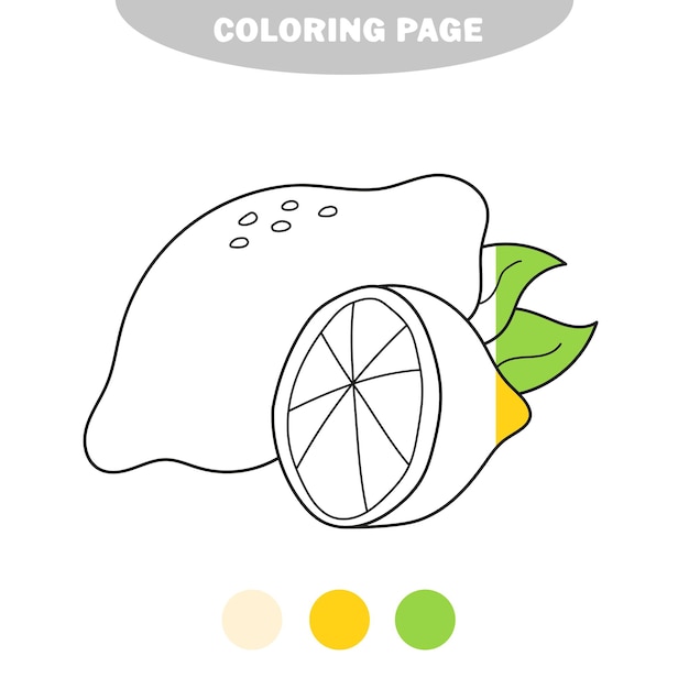 Semplice pagina da colorare libro da colorare fumetto illustrazione di divertente lemon