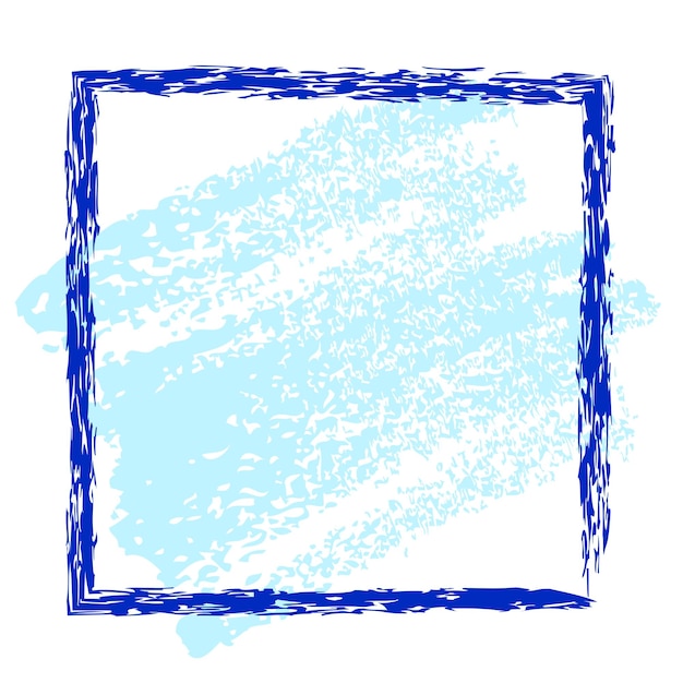 Semplice sfondo quadrato blu disegno a mano vettore pastello schizzo cornice