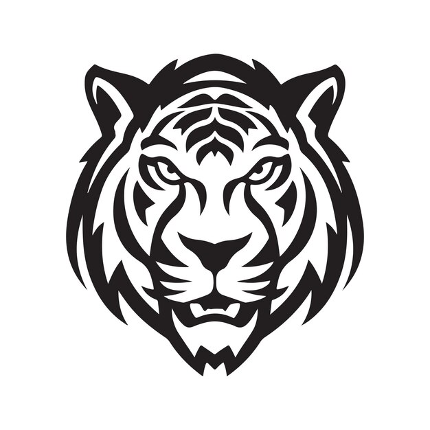 Semplice tigre logo vintage linea arte concetto colore bianco e nero illustrazione disegnata a mano