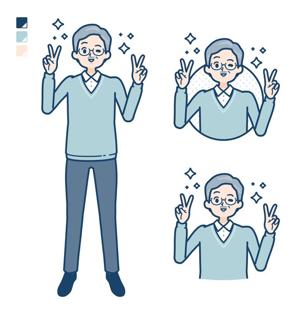 Semplice uomo anzianoPeacesign