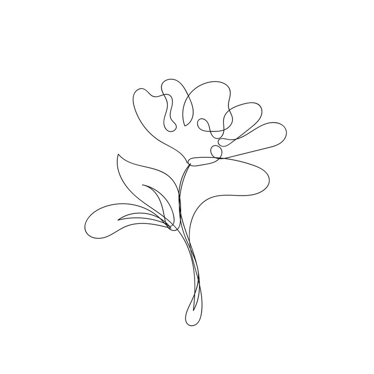 Vettore semplici contorni di fiori disegnati a mano