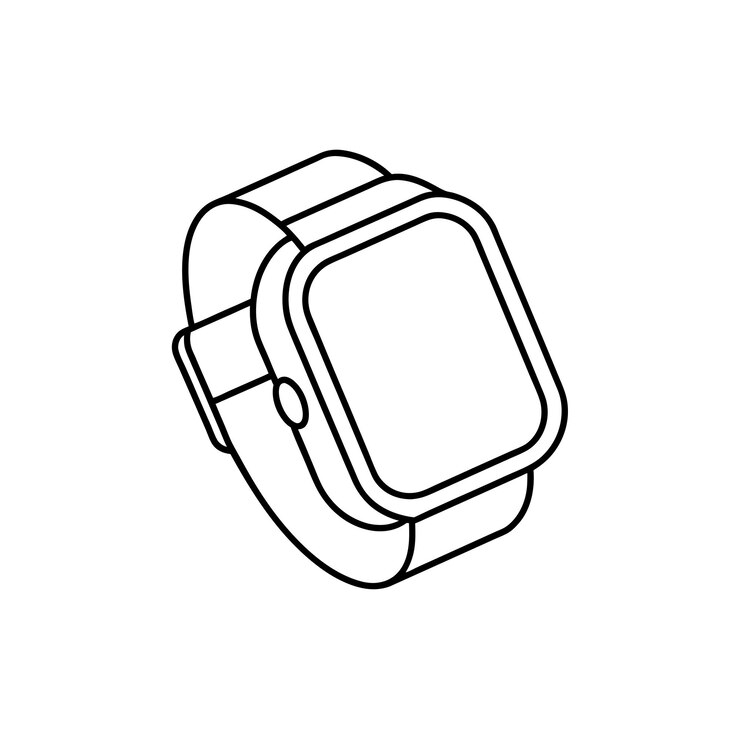 Semplici illustrazioni vettoriali di fitness tracker e orologi da mano su sfondo bianco