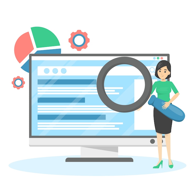 Vettore seo o concetto di ottimizzazione dei motori di ricerca. strategia di marketing