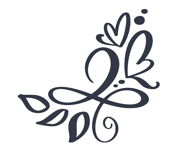 Separatore di fioriture di confine disegnato a mano Elementi di design calligrafico Illustrazione di matrimonio vintage vettoriale