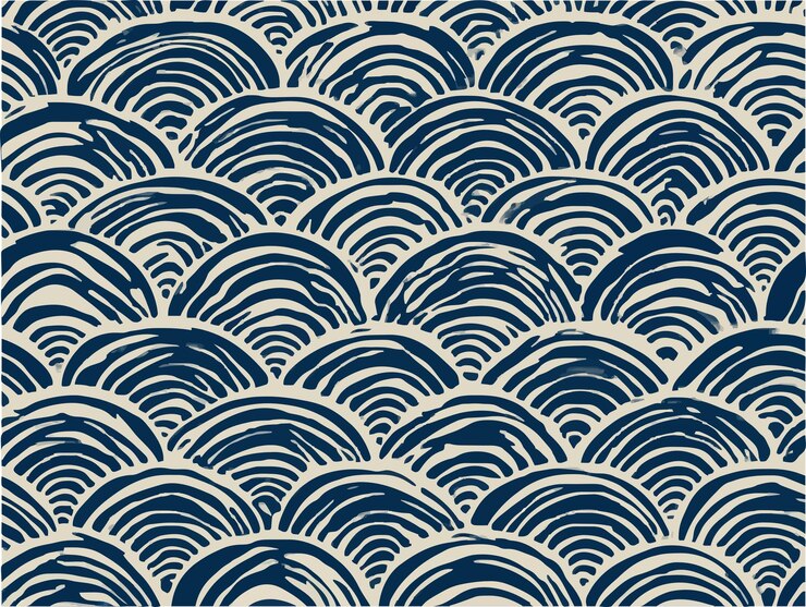 Serene Indigo modello di linee d'onda giapponesi