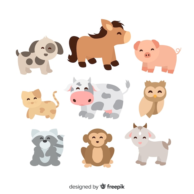 Serie di illustrazioni di simpatici animali