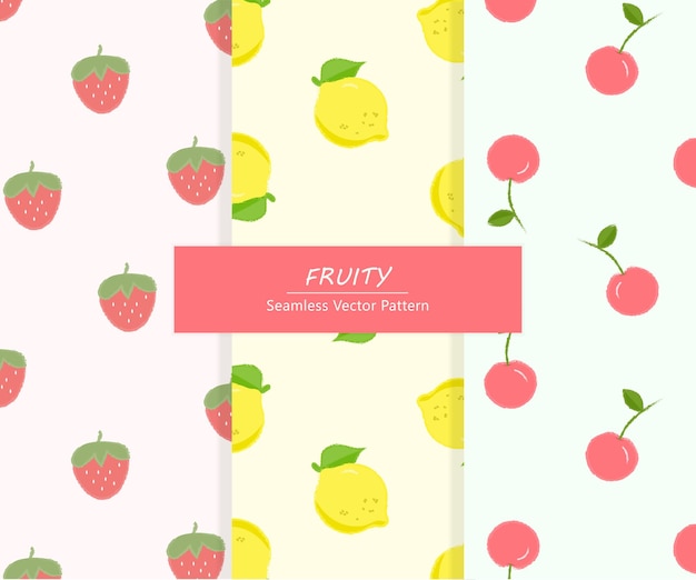 Serie di modelli con tre frutti diversi