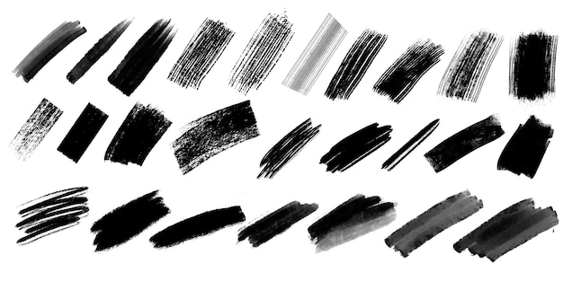 serie di tratti di pennello a inchiostro disegnati a mano illustrazione vettoriale a linee nere