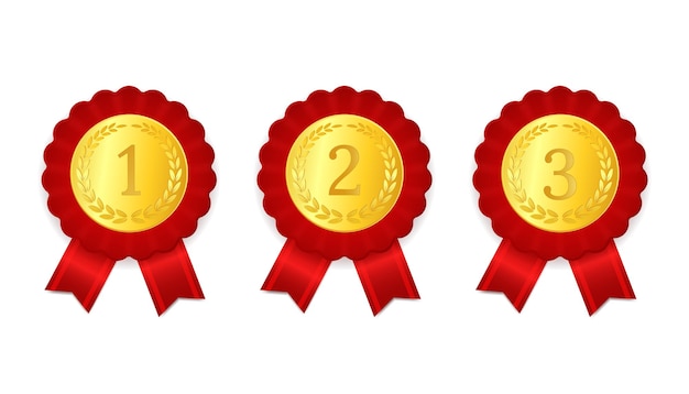 serie realistica di medaglie d'oro per i luoghi di premio medaglie di premio con nastri rossi