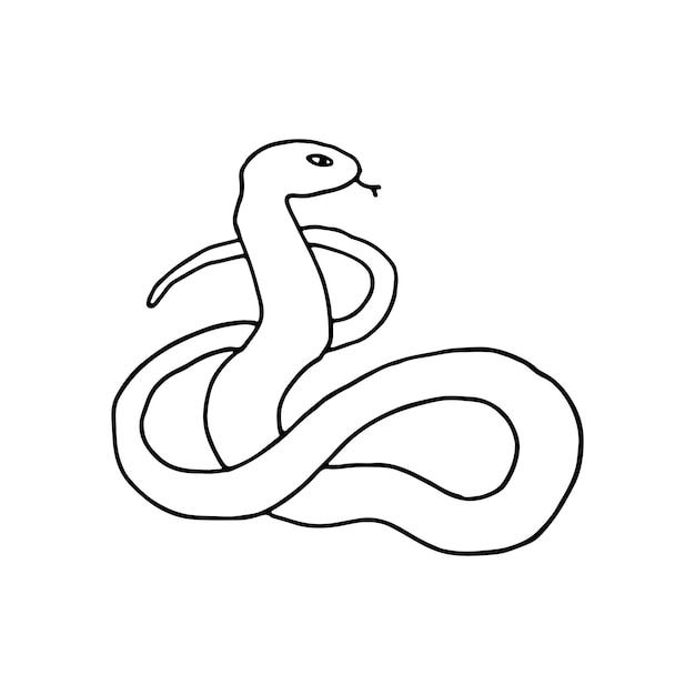 Serpente pungente squamosa rettile Doodle illustrazione vettoriale disegnata a mano Contorno
