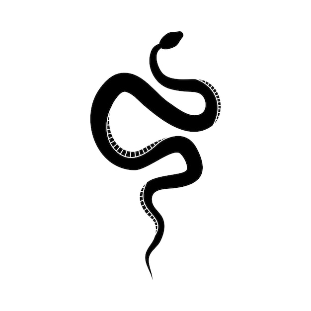 Serpente silhouette nera Simbolo del rettile isolato icona della fauna selvatica serpente su sfondo bianco Illustrazione vettoriale della natura