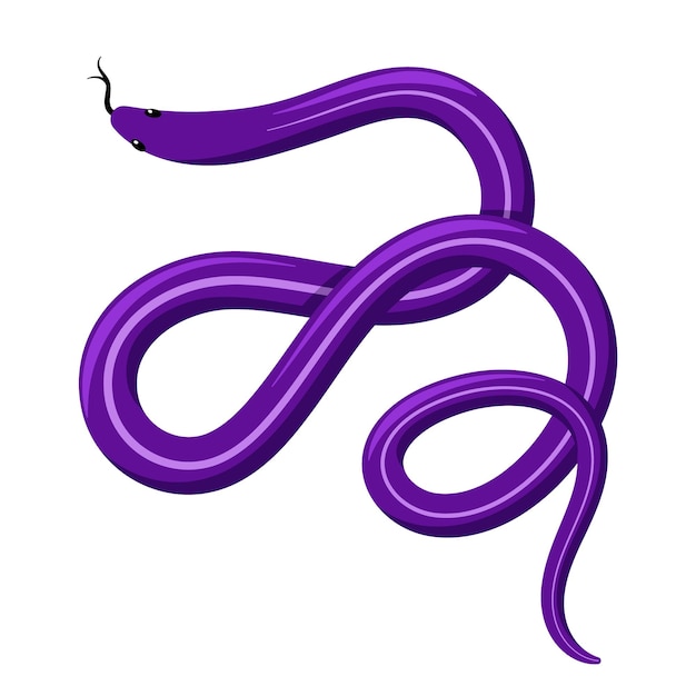 Serpente tropicale esotico viola Illustrazione piatta di cartoni animati