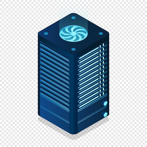 Server futuristico isometrico Database isometrico o data center Blockchain astratto Storaggio informatico Storaggio cloud Illustrazione vettoriale