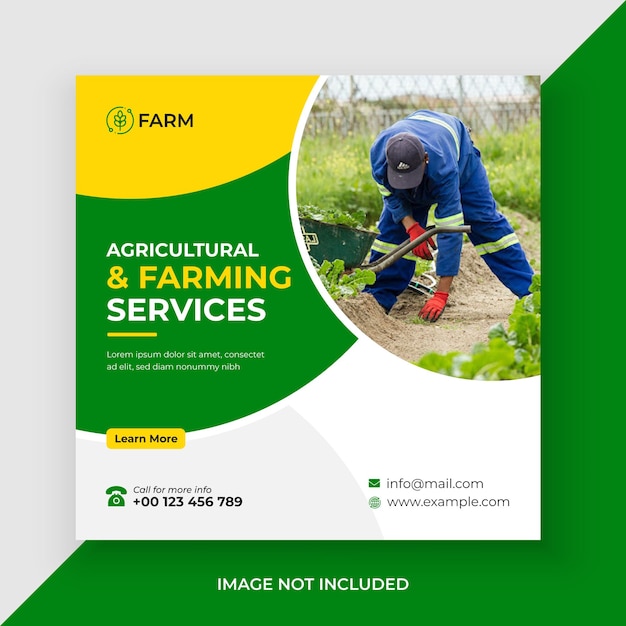Servizi agricoli e agricoli social media post e banner web premium vector