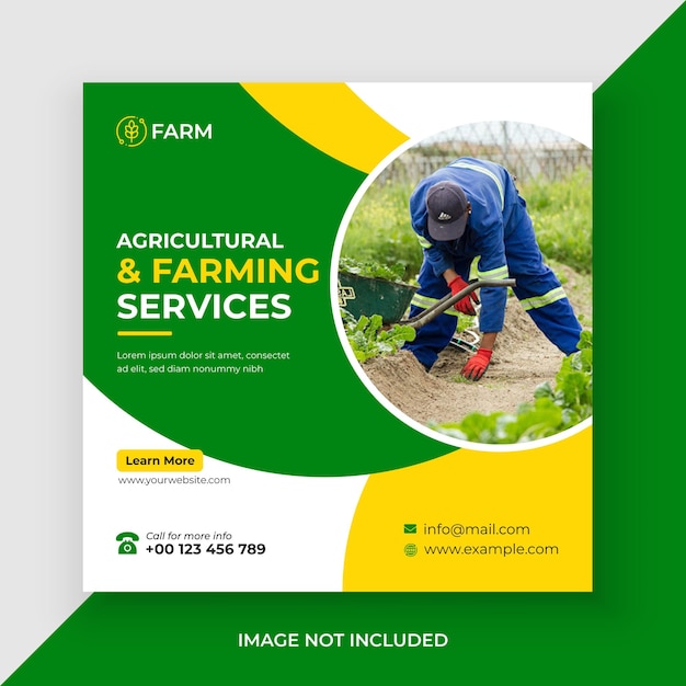 Servizi agricoli e agricoli social media post e banner web premium vector