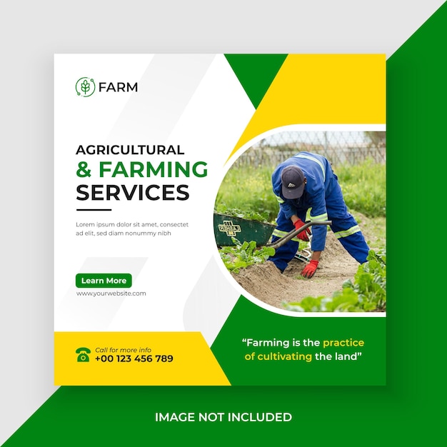 Servizi agricoli e agricoli social media post e banner web premium vector