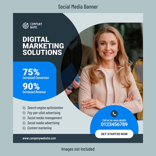 Servizi di marketing digitale o modello di progettazione di post sui social media dell'agenzia