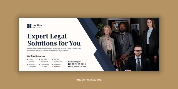 Vettore servizi legali progettazione della copertina di facebook o modello di banner di copertina per la pubblicità dei social media di flat law firm