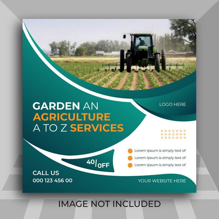Vettore servizio di agricoltura e giardino per post sui social media o modello di banner web design vettoriale premium