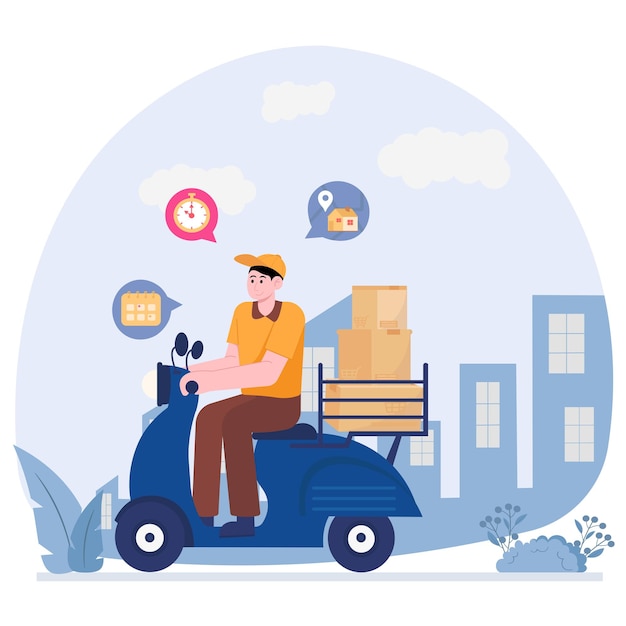 Servizio di consegna illustrator_Un uomo consegnerà il pacco