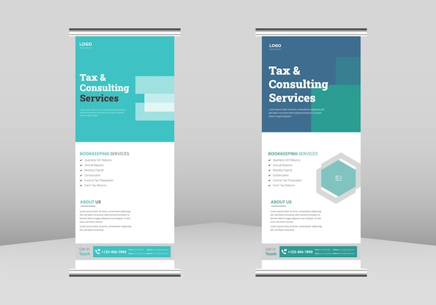 Servizio di contabilità e contabilità Roll up Banner Design Manifesto del servizio di soluzione di servizio fiscale