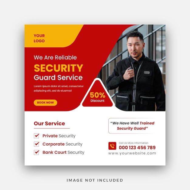 Servizio di sicurezza Social Media Instagram Post Banner Web o modello di banner quadrato Design