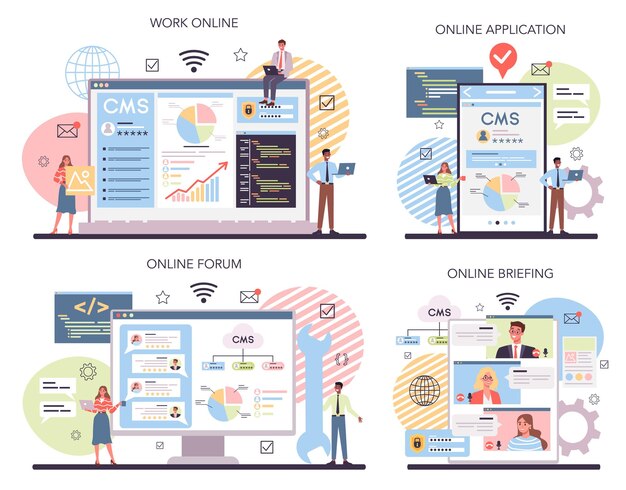 Servizio online CMS o set di piattaforme