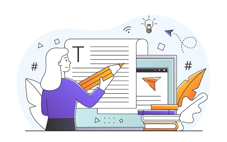 Vettore servizio online di copywriter