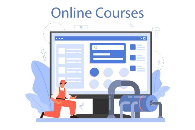 Servizio online idraulico o illustrazione della piattaforma