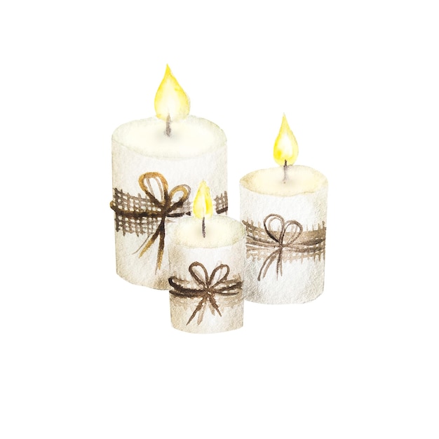 Set acquerello con candele bianche