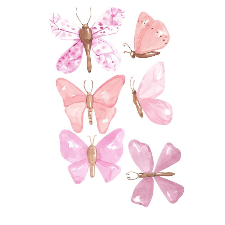 Vettore set acquerello di farfalla rosa