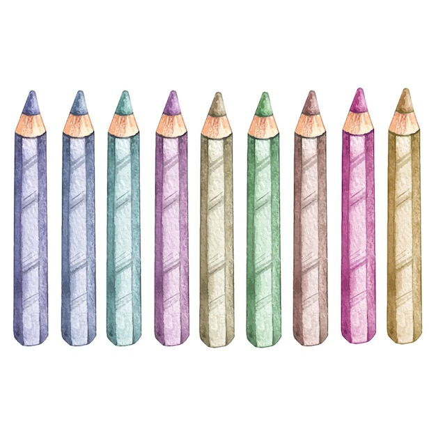 Set acquerello di matite colorate di nuovo a scuola