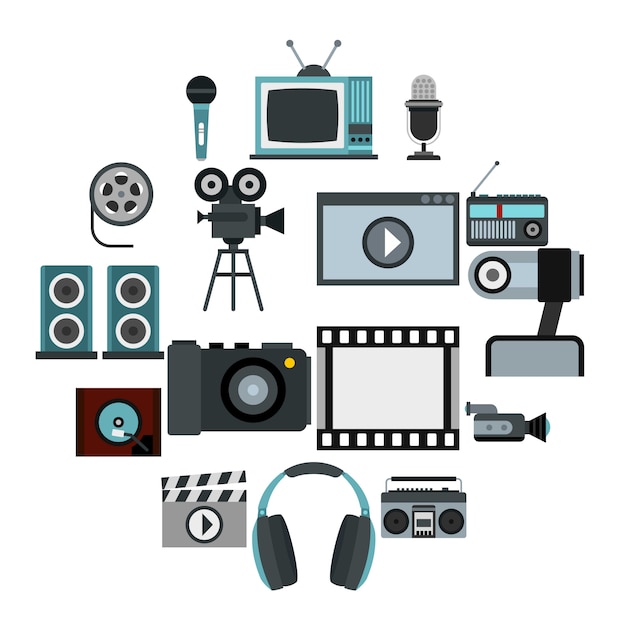 Set audio e video, stile piatto