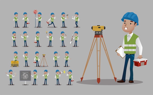Set carino Set di lavoratori con diverse emozioni