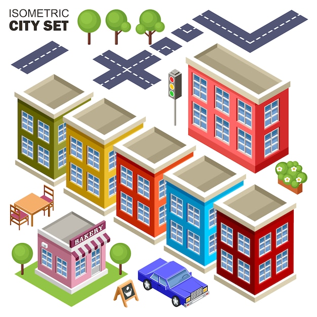 Set città isometrica.