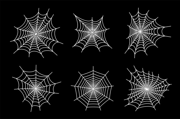 Vettore set con icone di ragnatela. decorazione di halloween con ragnatela. vettore piatto ragnatela